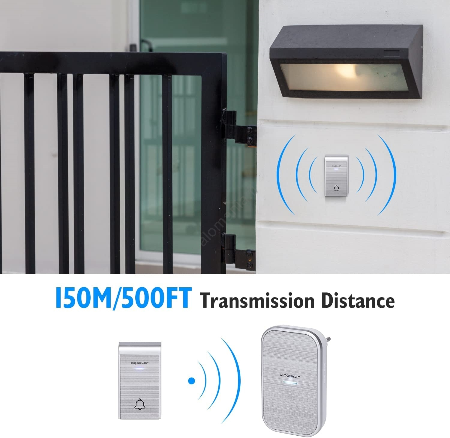 Aigostar - SETTI 2x Langaton Ovikello 230V IP44 Hopea 4 Aigostar - SETTI 2x Langaton Ovikello 230V IP44 Hopea - Image 3