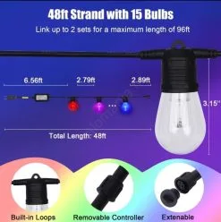 Immax NEO 07900L - LED RGBW Himmennettävä Ulkokoristevaloketju GARLAND LED/15W/230V 15m Wi-Fi Tuya IP65 + Kaukosäädin -Talo ja puutarha myymälä immax neo 07900l led rgbw himmennettava valoketju led 15w 230v 15m wi fi tuya ip65 kaukosaadin img im1012 18 fd 11