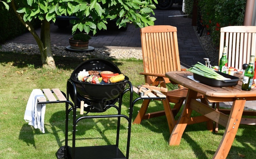 Kannettava Hiiligrilli Musta/puinen 3 Kannettava Hiiligrilli Musta/puinen