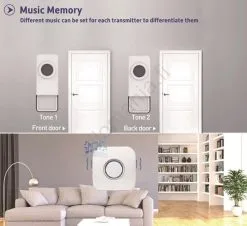 Langaton Ovikello 3xAAA IP55 Musta