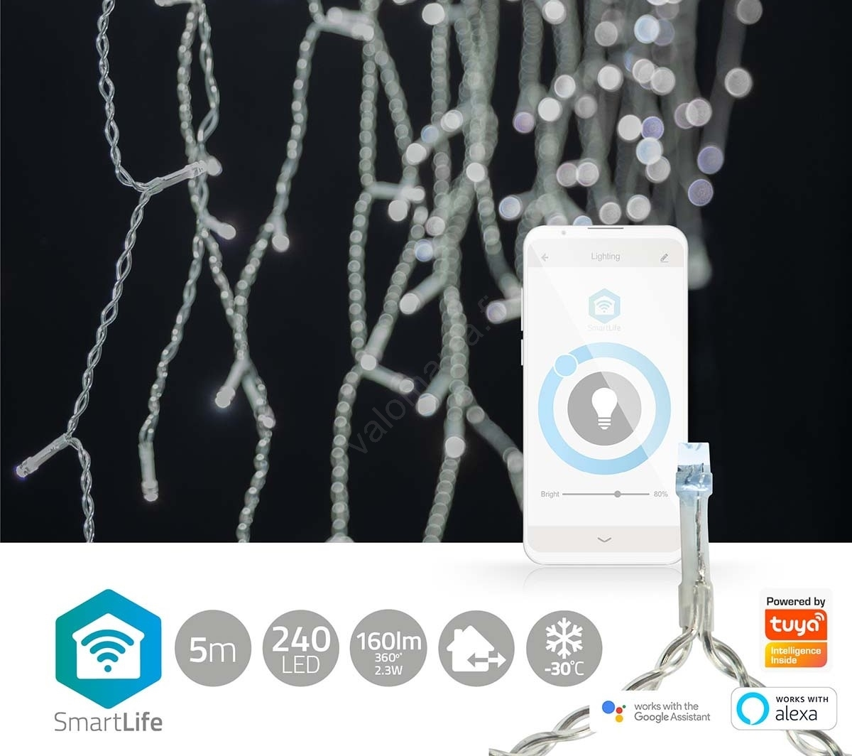 LED Jouluverho 240xLED/8 Toimintoa 8m IP65 Wi-Fi Tuya Kylmä Valkoinen 7 LED Jouluverho 240xLED/8 Toimintoa 8m IP65 Wi-Fi Tuya Kylmä Valkoinen - Image 5