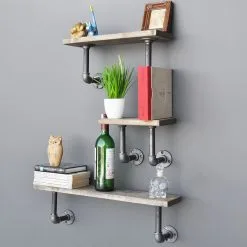 SETTI 3x Seinähylly BORU Kuusi -Talo ja puutarha myymälä setti 3x seinahylly boru kuusi img as1298 02 fd 11