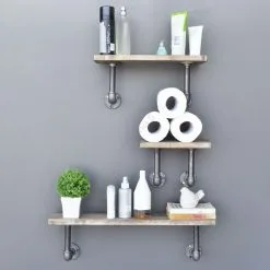 SETTI 3x Seinähylly BORU Kuusi -Talo ja puutarha myymälä setti 3x seinahylly boru kuusi img as1298 03 fd 11