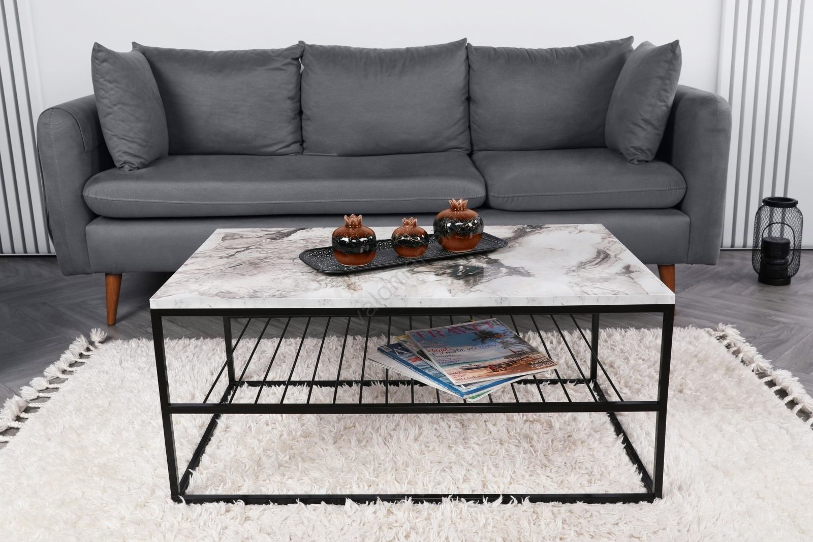 Sohvapöytä ASUDE 43x95 Cm Musta/valkoinen 3 Sohvapöytä ASUDE 43x95 Cm Musta/valkoinen