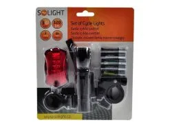 Soligth WL19 - Polkupyörän Valosarja - Etu-LED 3W + Takana 5xLED, 2x-pidike, 2x + 3xAAA-paristo IP44