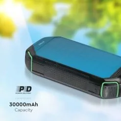 Virtapankki Aurinkokenno Taskulamppu Power Delivery 30000mAh/20W/5V Musta -Talo ja puutarha myymälä virtapankki aurinkokenno taskulamppu power delivery 30000mah 20w 5v musta img vt1222 3 fd 11