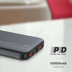 Virtapankki Power Delivery 10000mAh/22,5W/5V Musta -Talo ja puutarha myymälä virtapankki power delivery 10000mah 22 5w 5v musta img vt1217 4 fd 11